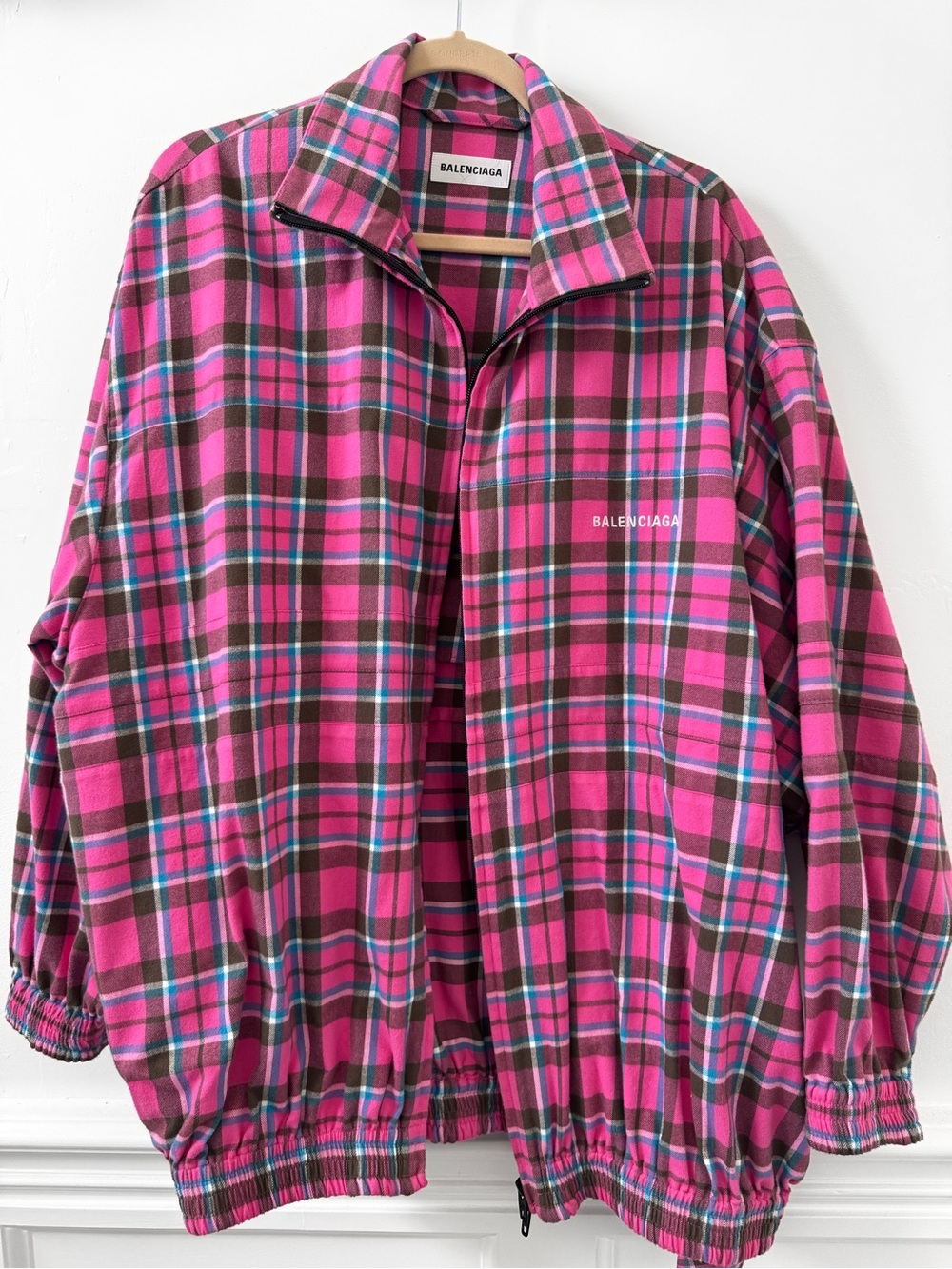 Balenciaga Pink Flannel zip up Jacket